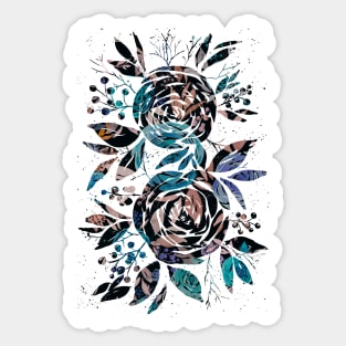 Bluish Watercolor Roses Sticker